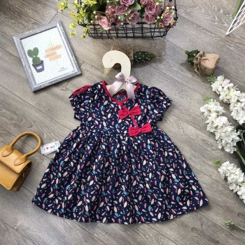 Váy hoa nhí vạt chéo size 2-6  - v29215